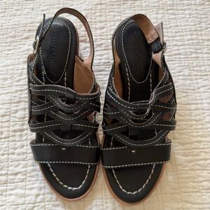 Bernardo Black Leather Strappy Slingback Sandals